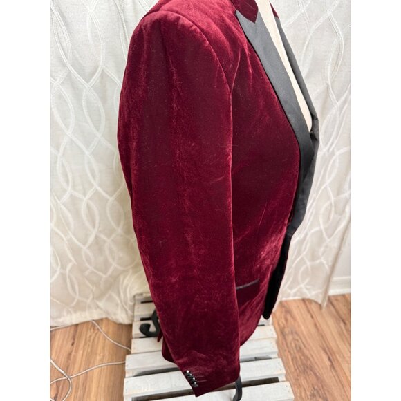 Paisley & Gray Burgundy Velvet Blazer Slim Fit 36R Retro Punk Goth Read - Picture 6 of 15